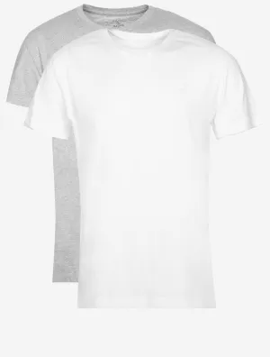 2er-Pack Rundhals-T-Shirts in Marineblau, Grau und Weiß