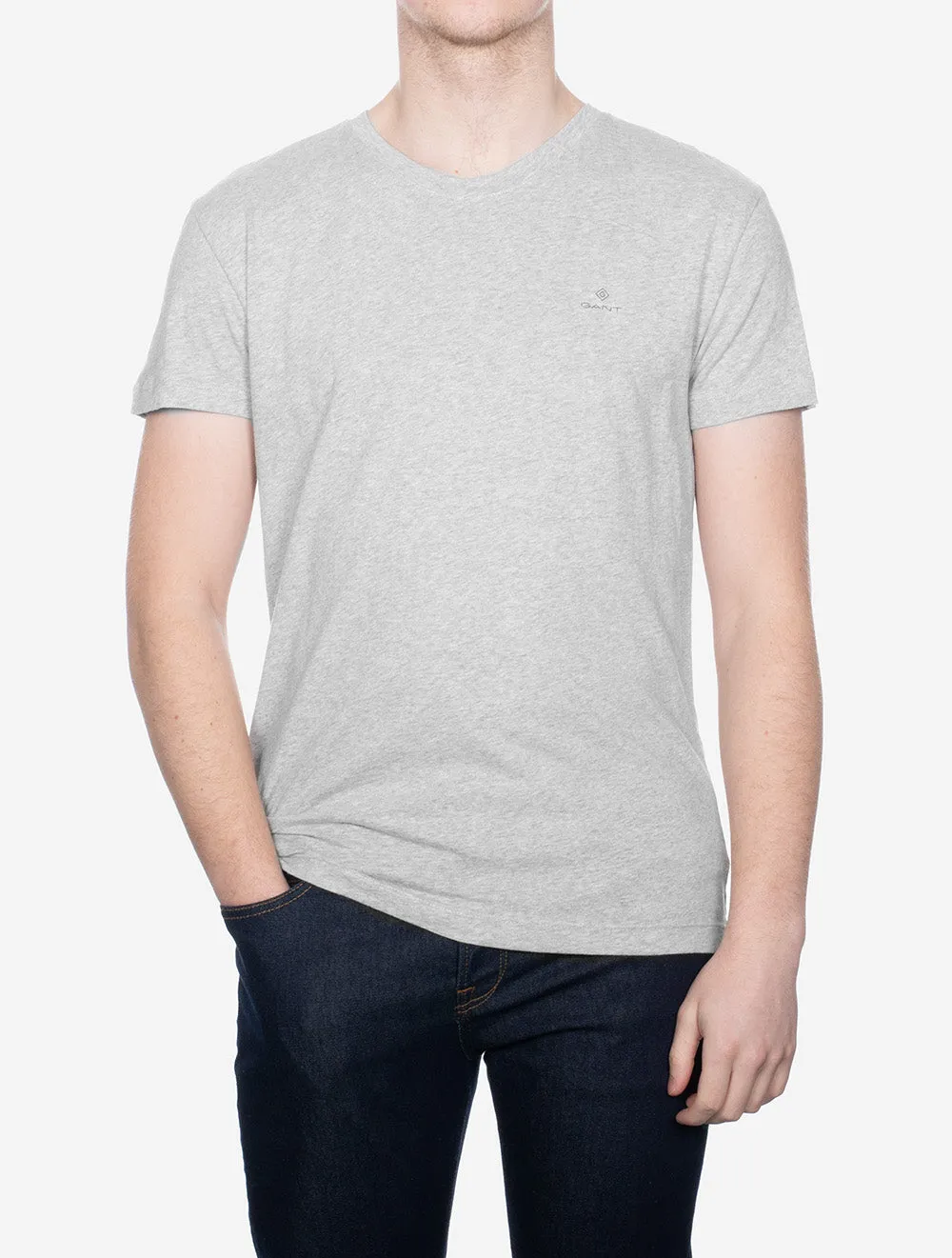 2er-Pack Rundhals-T-Shirts in Marineblau, Grau und Weiß