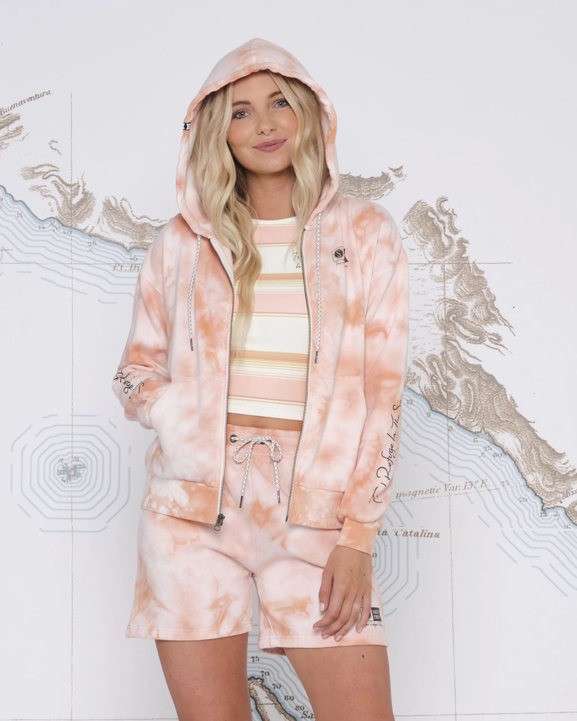Alpha Zip Hoody - Pfirsich-Tie-Dye