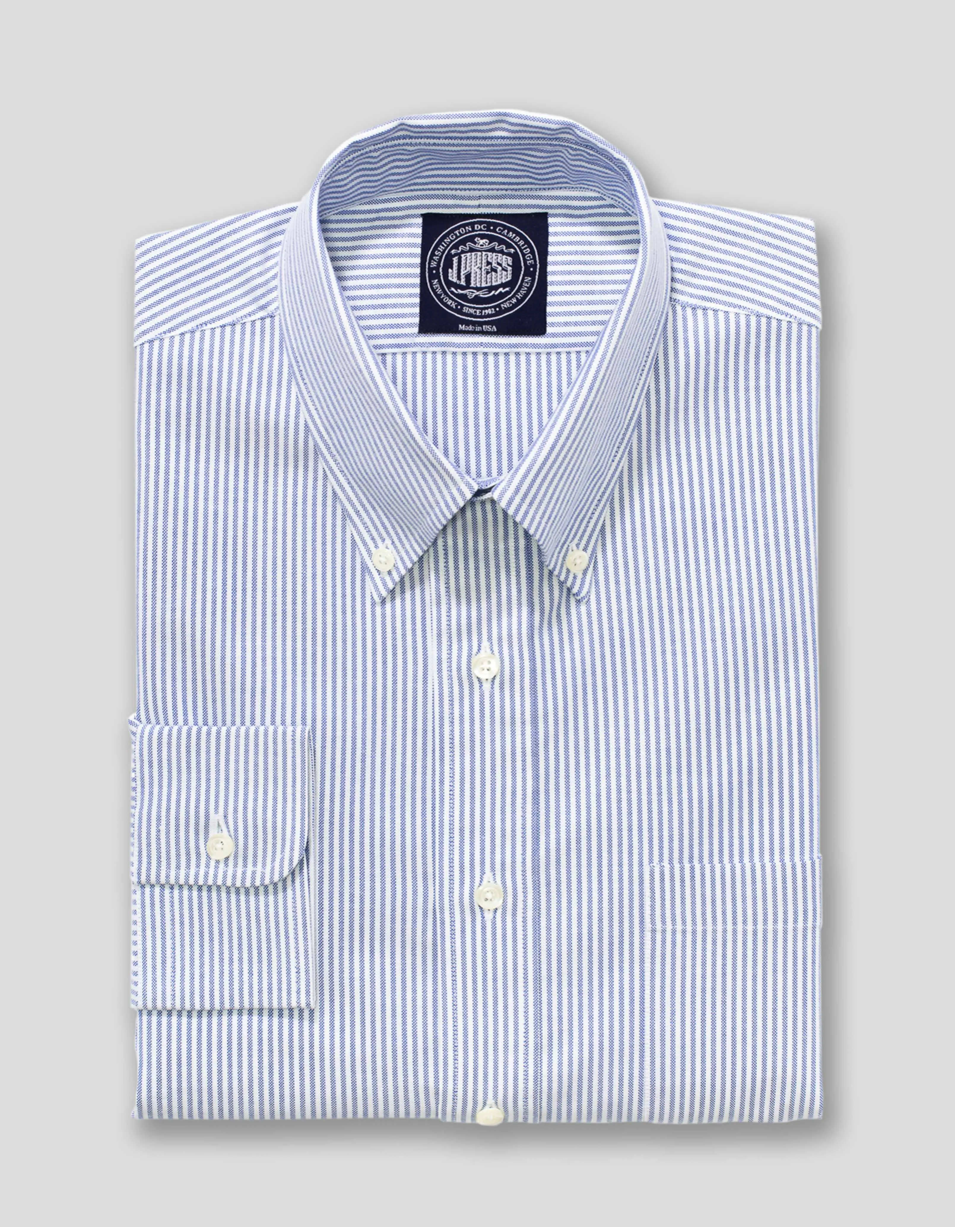BLAU/WEIßES OXFORD-HERMD - SCHLANKER SCHNITT
