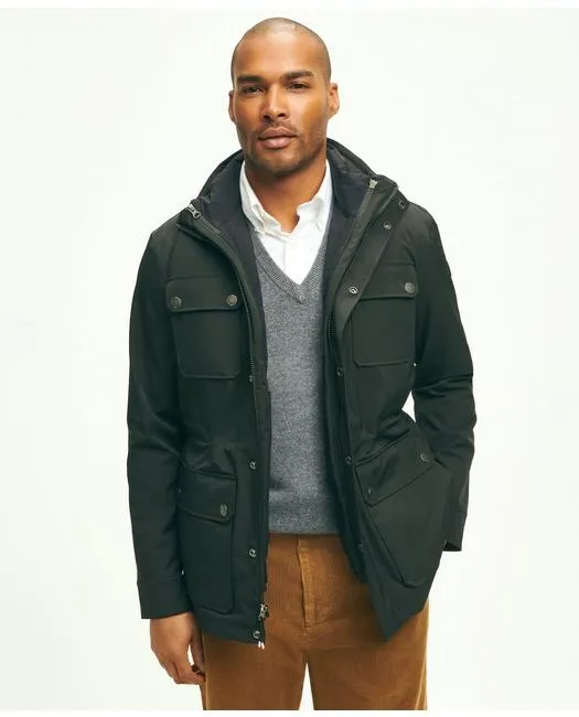 Brooks Brothers Herren 3-in-1 Daunen Tech-Mantel Schwarz Brooks Brothers