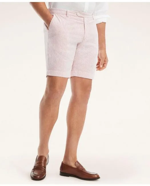 Brooks Brothers Herren Baumwoll-Seersucker gestreifte Shorts in Rot/Weiß Brooks Brothers