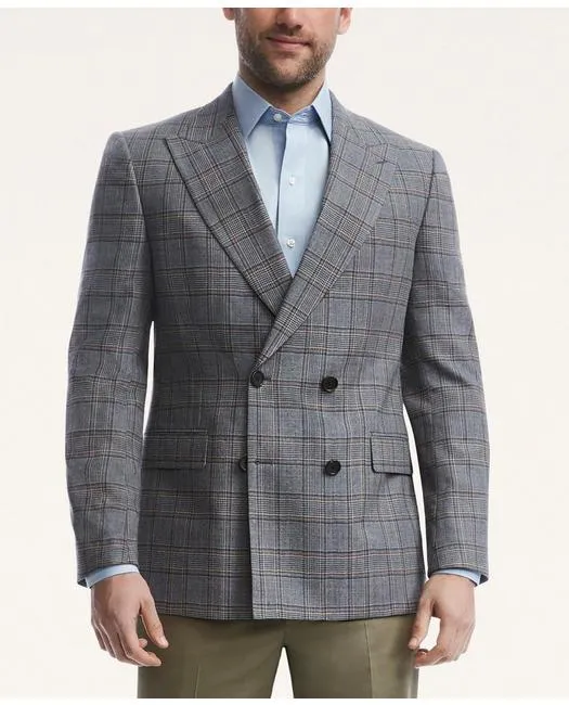 Brooks Brothers Herren Regent Regular-Fit Doppelreihiger Sportmantel Blau/Grau Brooks Brothers
