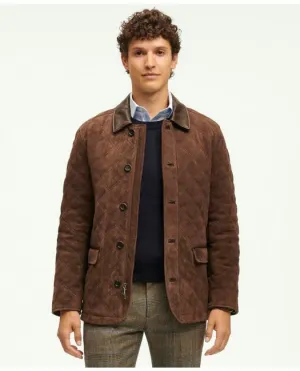 Brooks Brothers Herren Wildleder Diamant Steppmantel Dunkelbraun Brooks Brothers