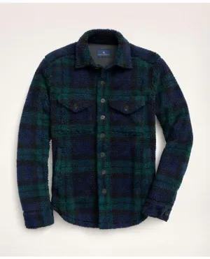 Brooks Brothers Herren Teddy-Fleece Tartan Hemdjacke Marineblau/Grün Brooks Brothers