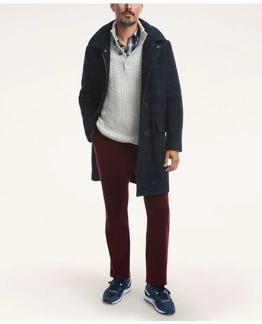 Brooks Brothers Herren Woll-Doppelgesicht-Duffelcoat Marineblau/Grün Brooks Brothers