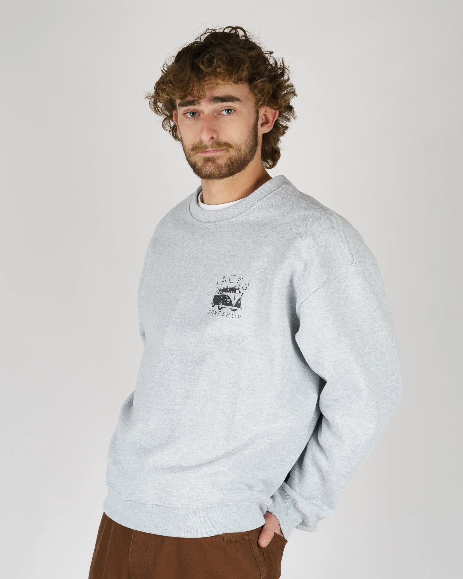 Bus Stop Schweres Crewneck - Grau
