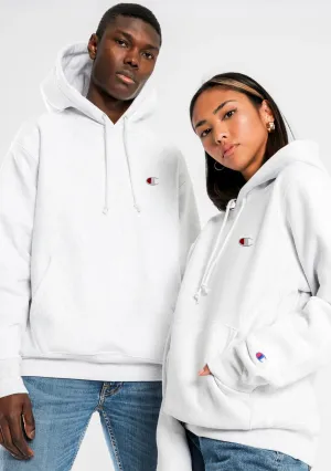 Champion Women's Reverse Weave Kapuzenpullover mit kleinem Logo in Silbergrau