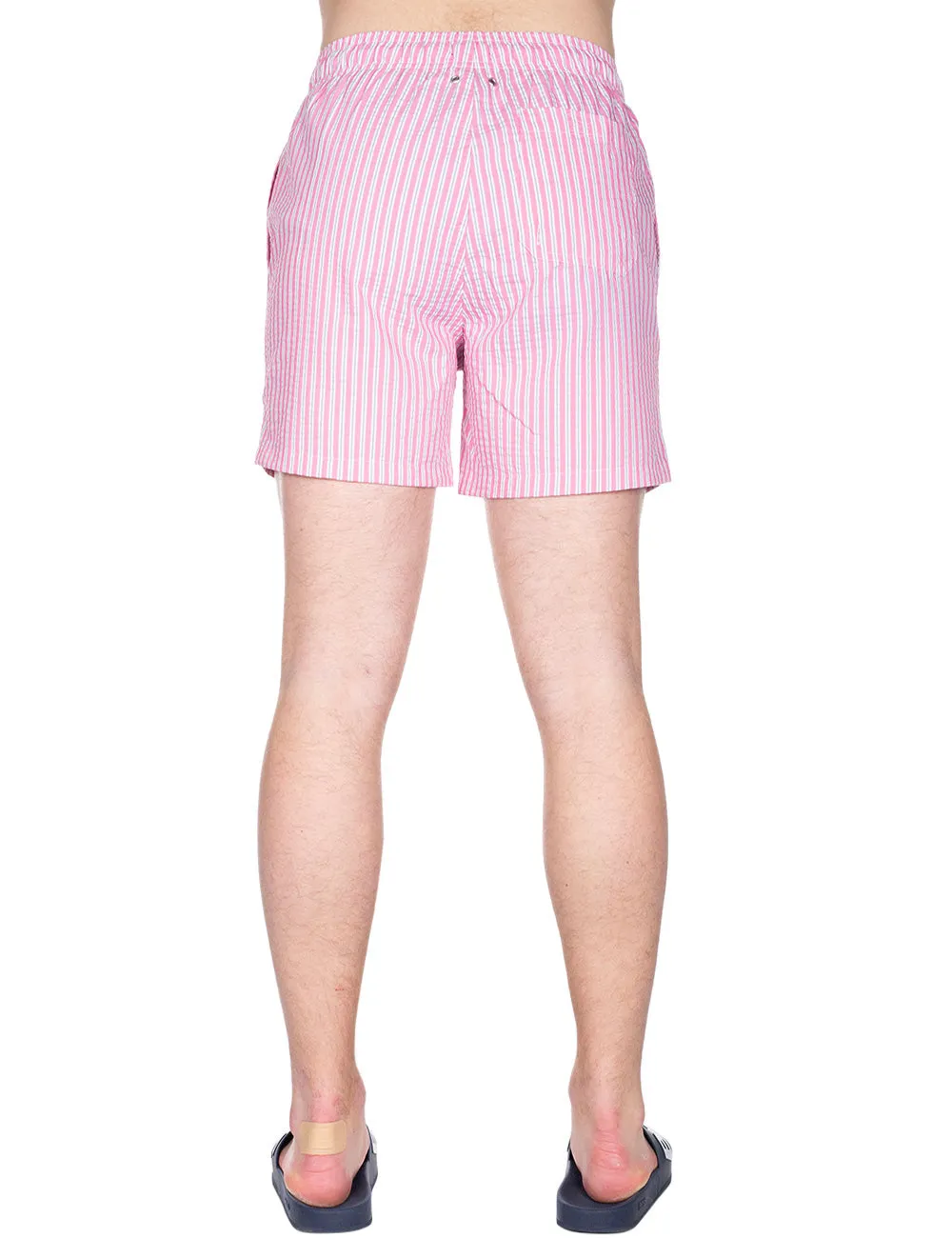 Klassische Seersucker-Badeshorts in Munterem Pink