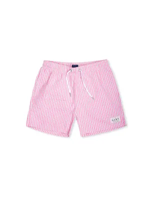 Klassische Seersucker-Badeshorts in Munterem Pink