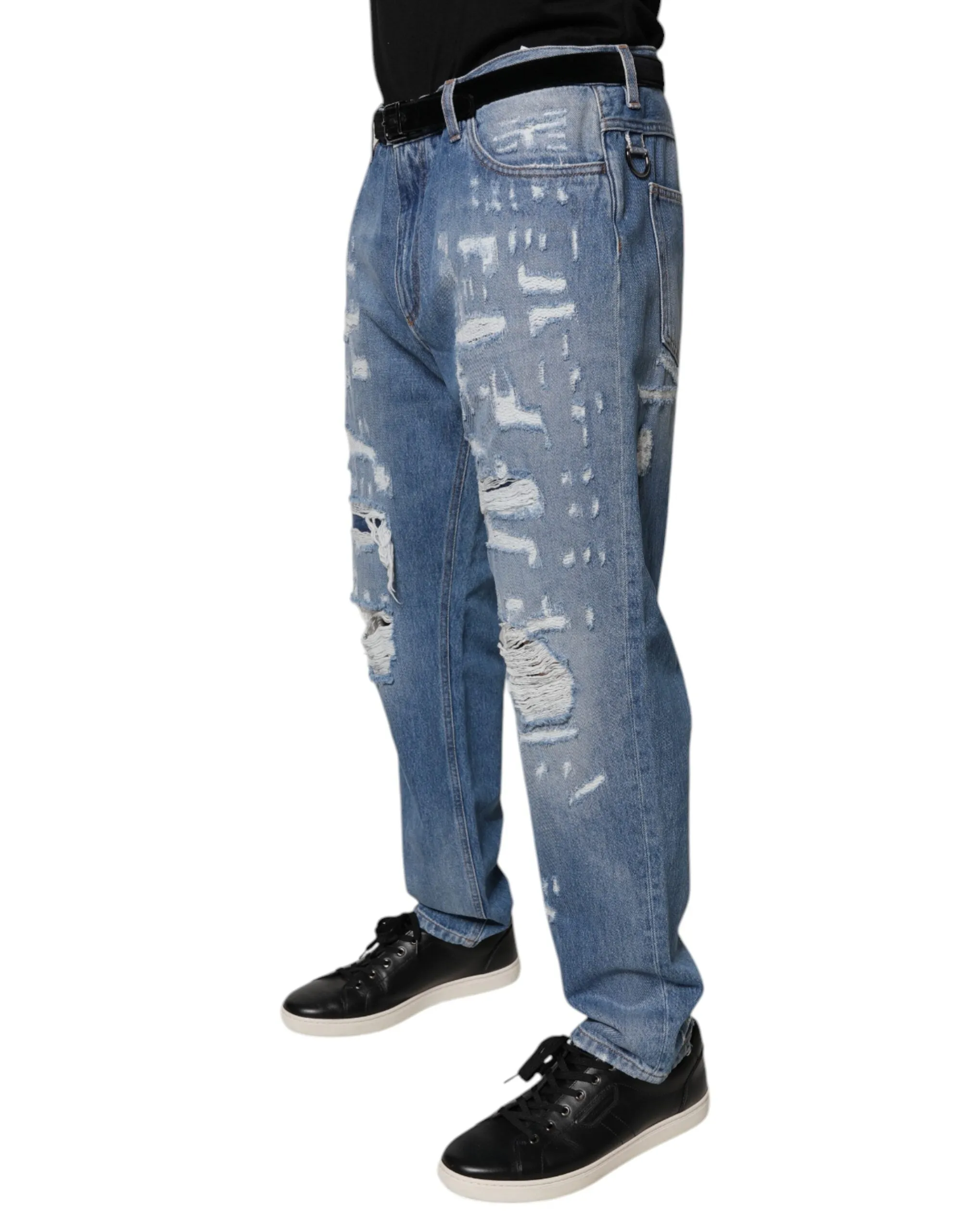 Dolce & Gabbana Tatte Gerade Baumwoll-Herrenjeans