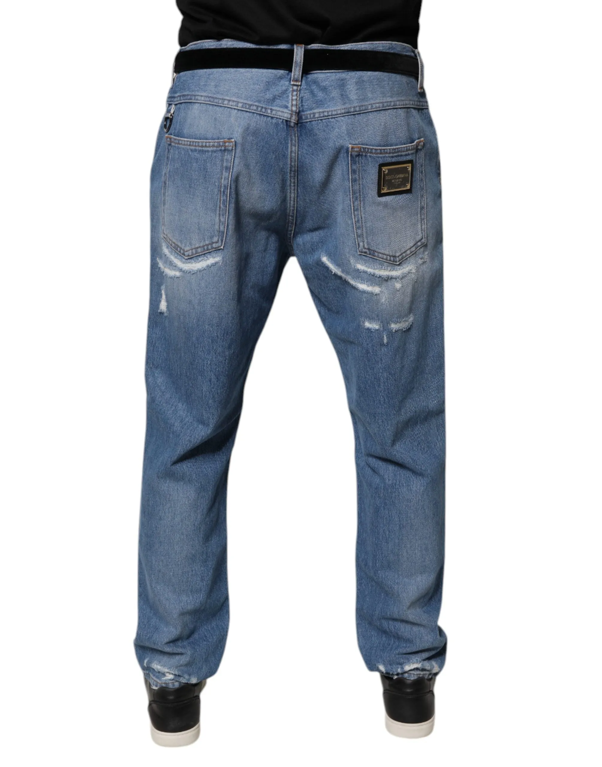 Dolce & Gabbana Tatte Gerade Baumwoll-Herrenjeans