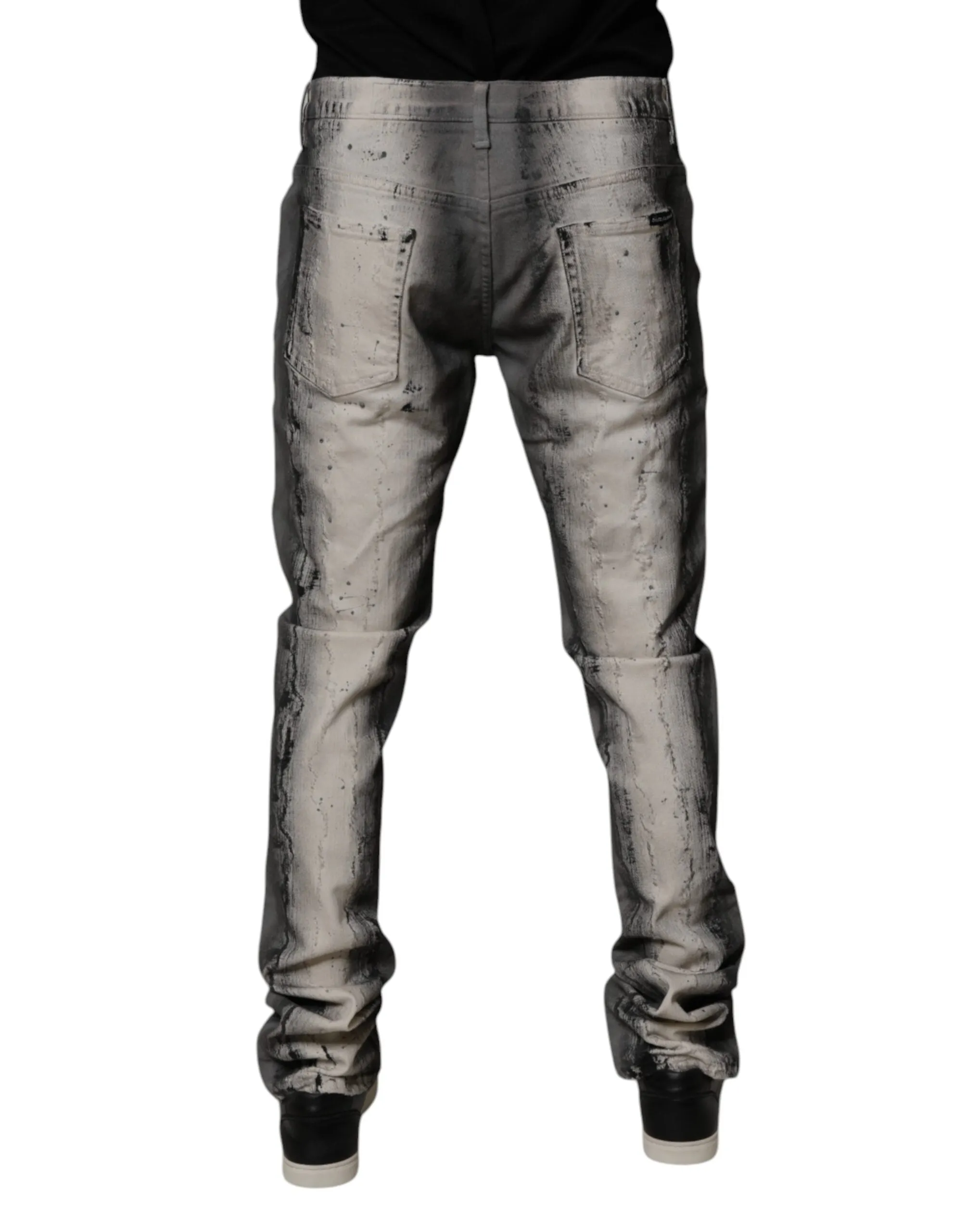 Dolce & Gabbana Tie-Dye Baumwoll-Skinny-Jeans für Herren in Blau