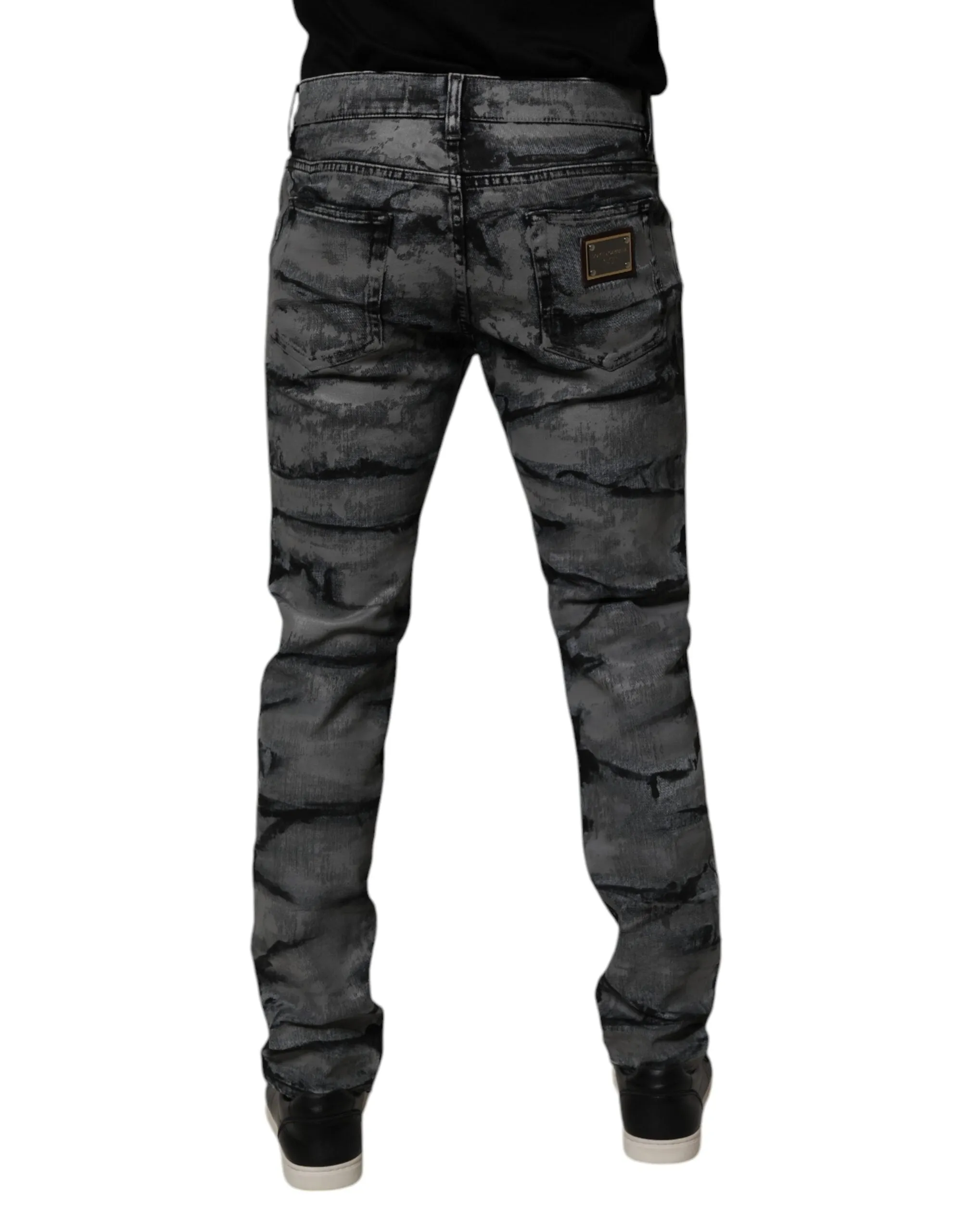 Dolce & Gabbana Tie-Dye Baumwoll-Skinny Jeans für Herren in Blau