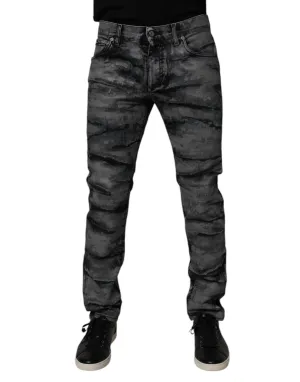 Dolce & Gabbana Tie-Dye Baumwoll-Skinny Jeans für Herren in Blau