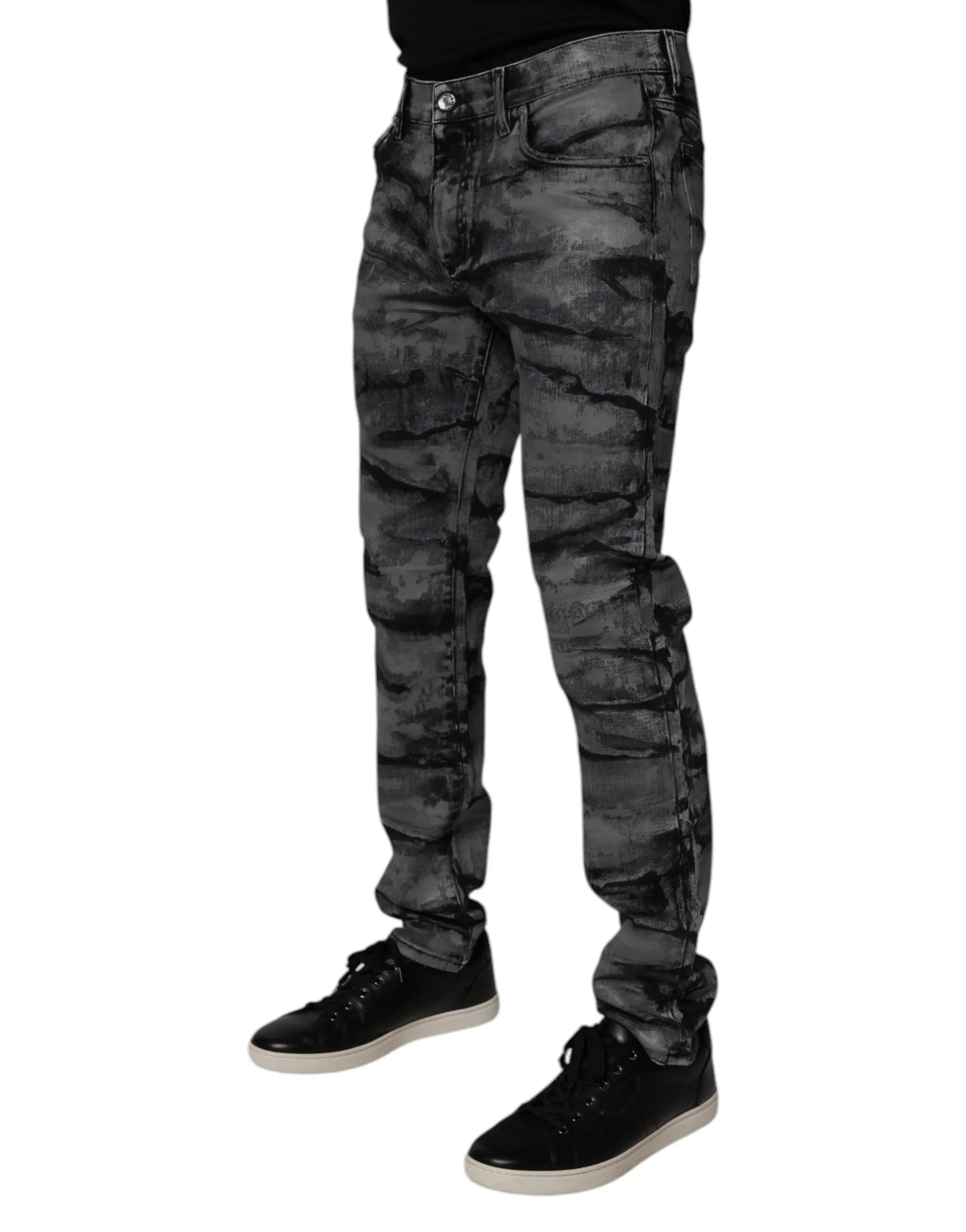 Dolce & Gabbana Tie-Dye Baumwoll-Skinny Jeans für Herren in Blau