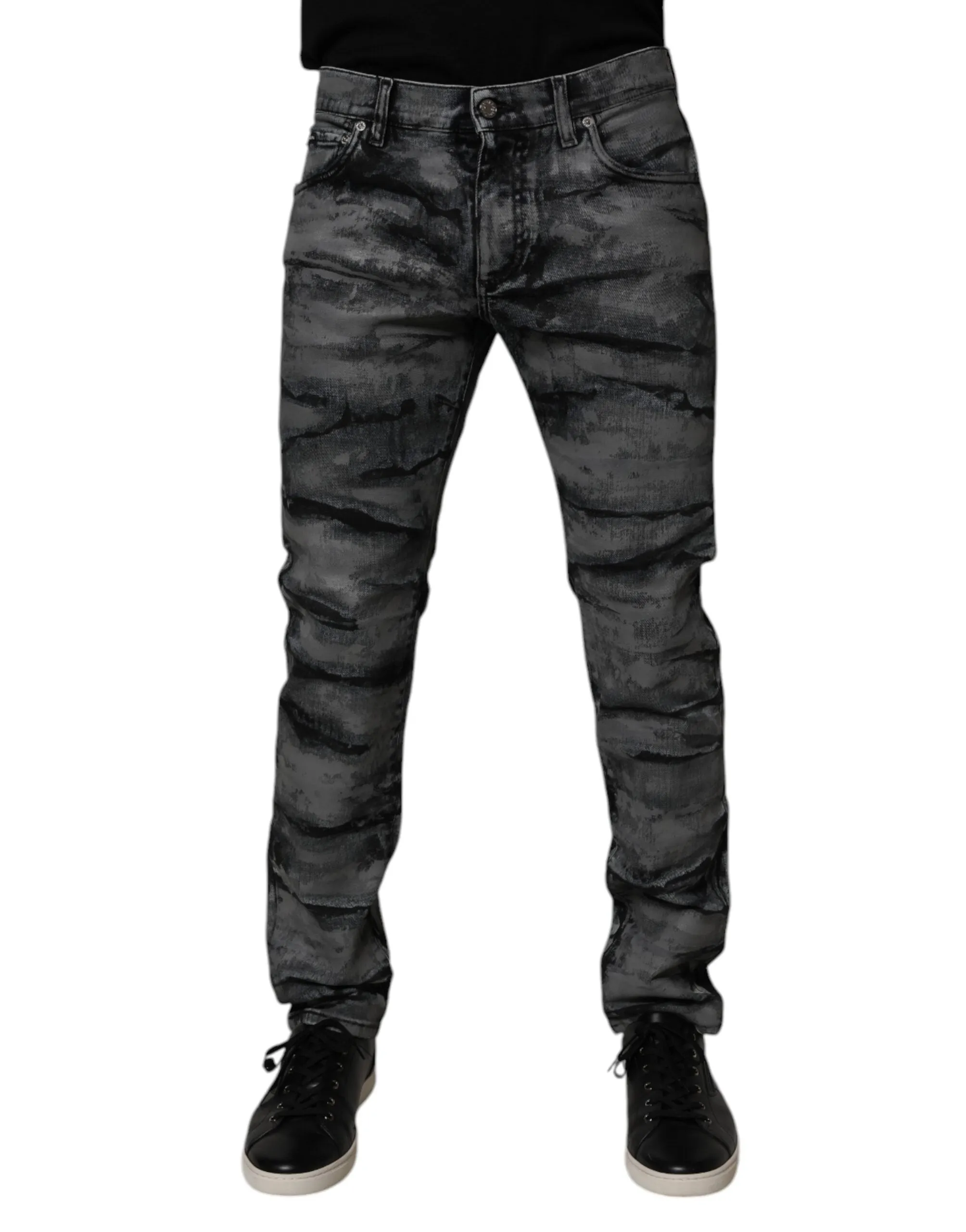Dolce & Gabbana Tie-Dye Baumwoll-Skinny Jeans für Herren in Blau