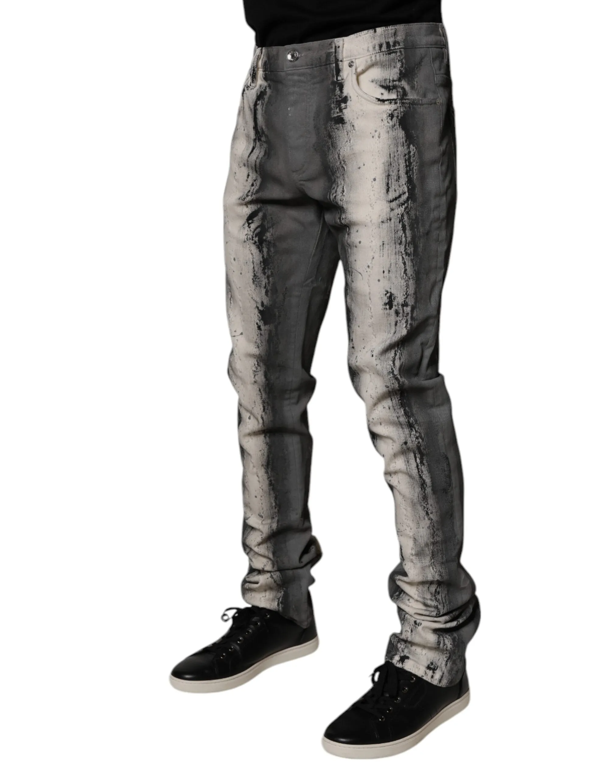 Dolce & Gabbana Tie-Dye Baumwoll-Skinny-Jeans für Herren in Blau