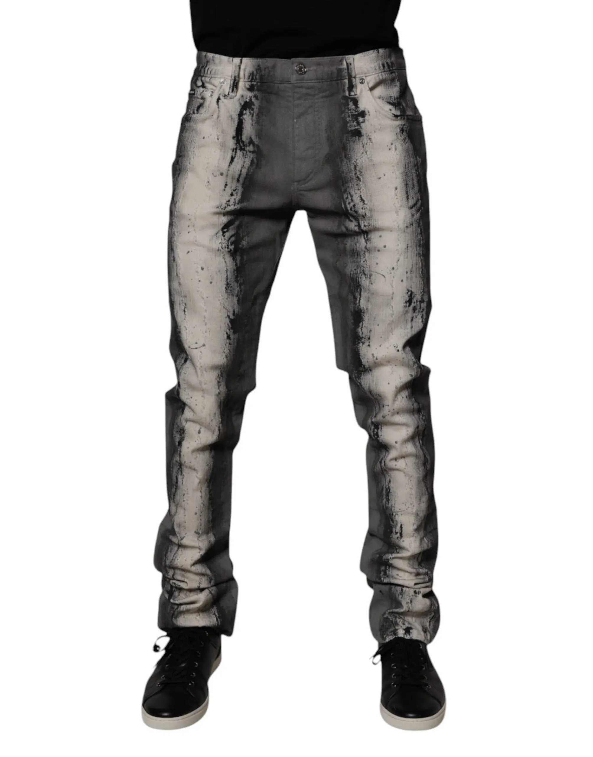 Dolce & Gabbana Tie-Dye Baumwoll-Skinny-Jeans für Herren in Blau