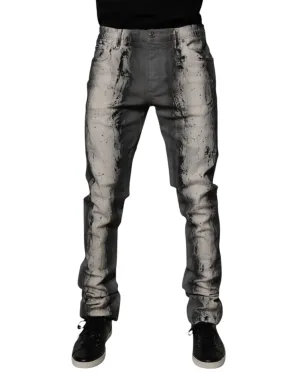 Dolce & Gabbana Tie-Dye Baumwoll-Skinny-Jeans für Herren in Blau