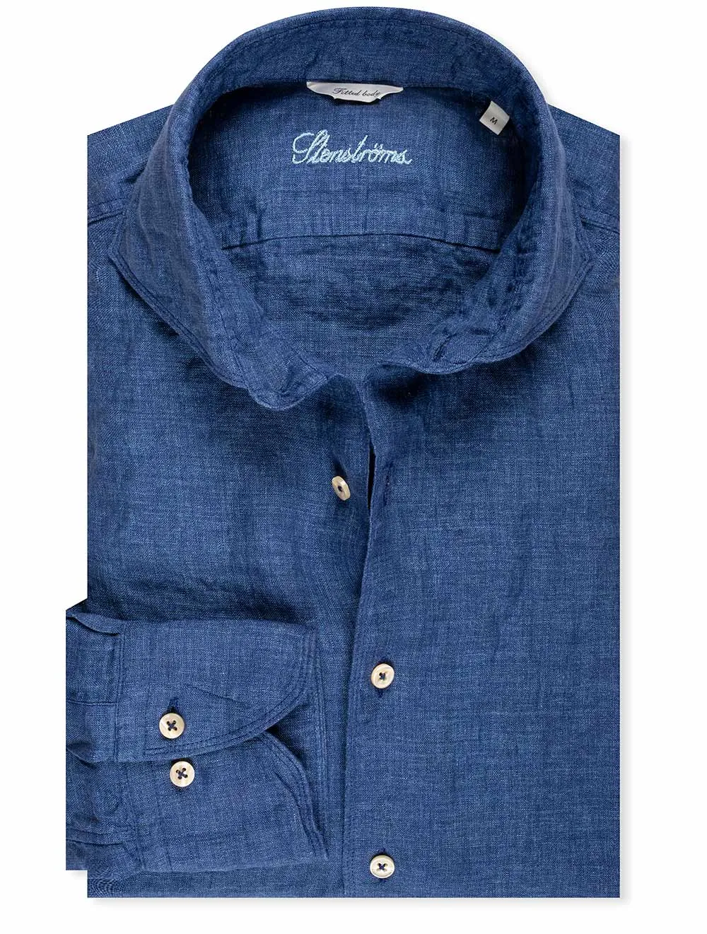 Passform Leinenhemd Marineblau