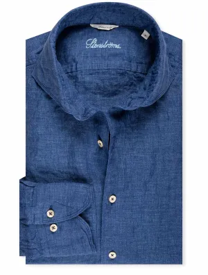 Passform Leinenhemd Marineblau