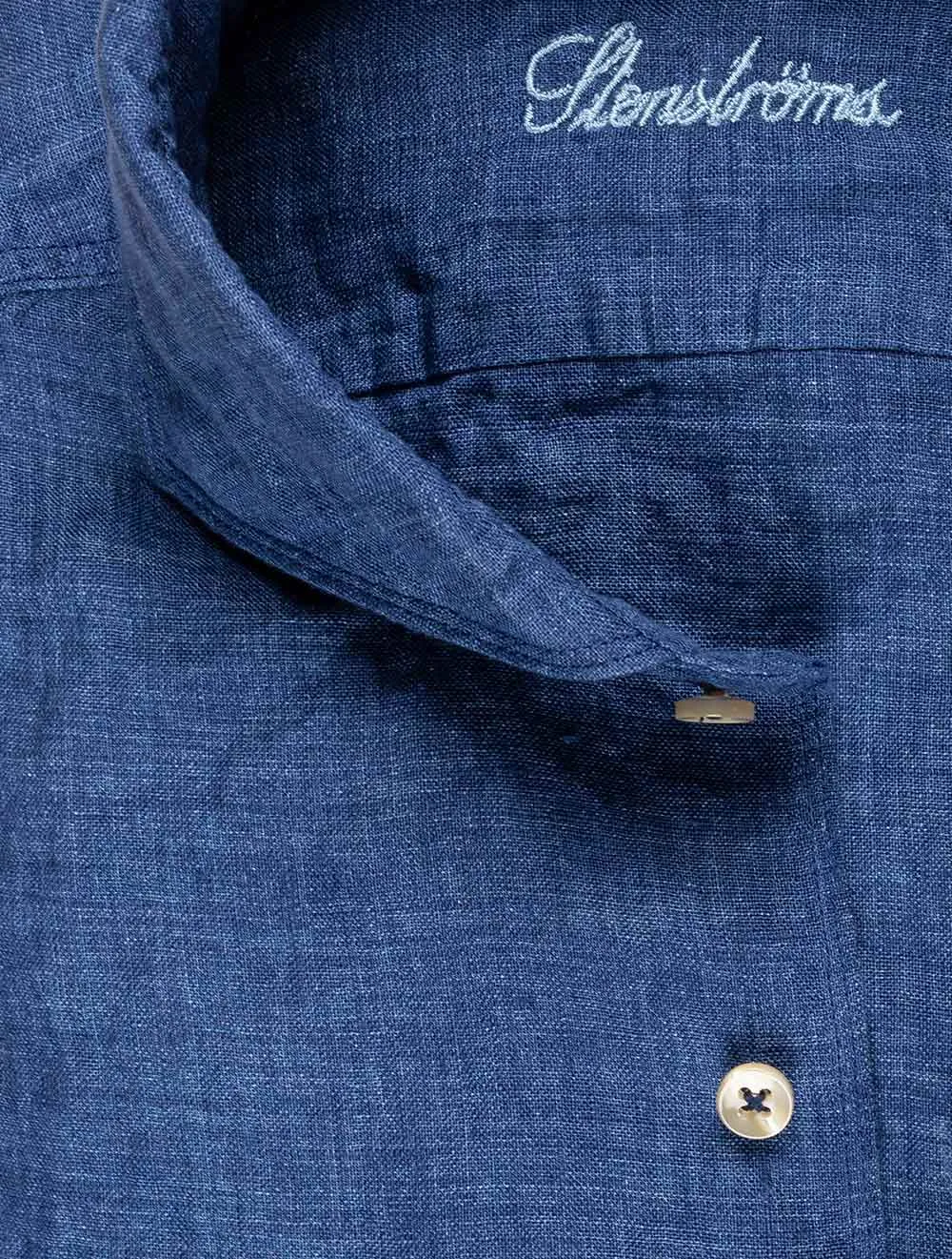 Passform Leinenhemd Marineblau