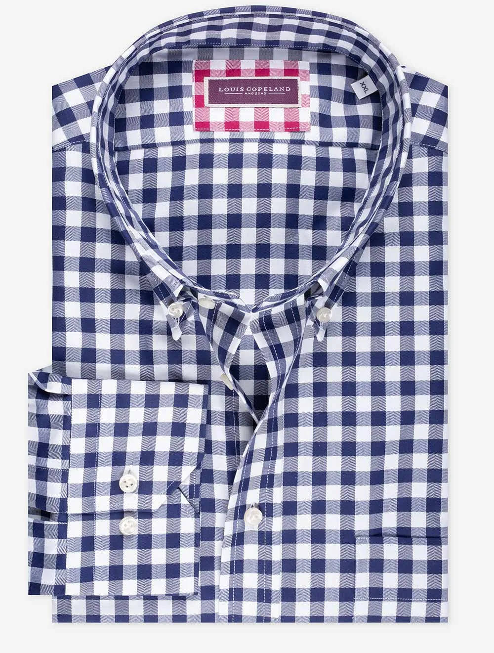 Gingham Hemd mit Knopfleiste Marineblau