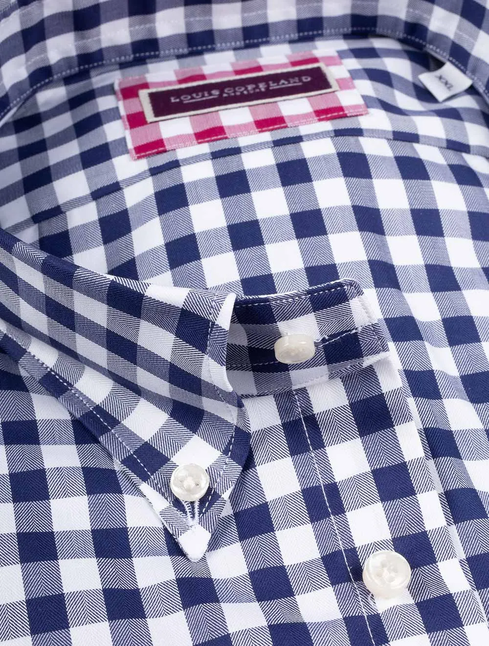 Gingham Hemd mit Knopfleiste Marineblau