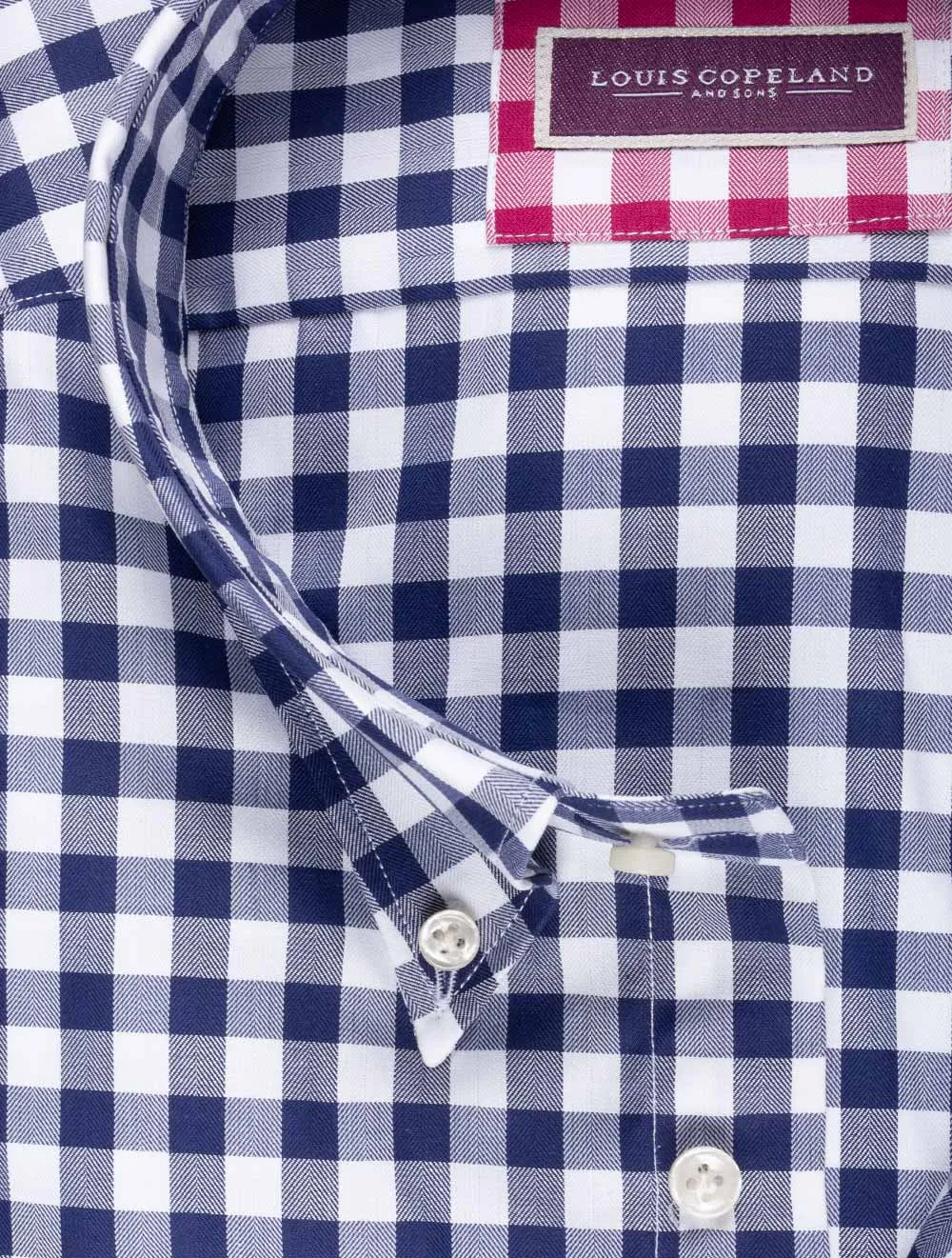 Gingham Hemd mit Knopfleiste Marineblau