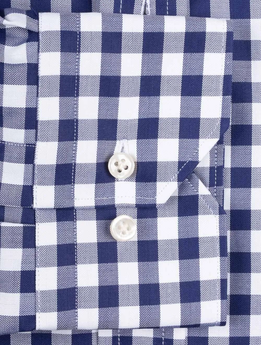 Gingham Hemd mit Knopfleiste Marineblau