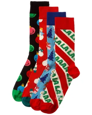Happy Socks Set mit 4 Paar Weihnachtssocken