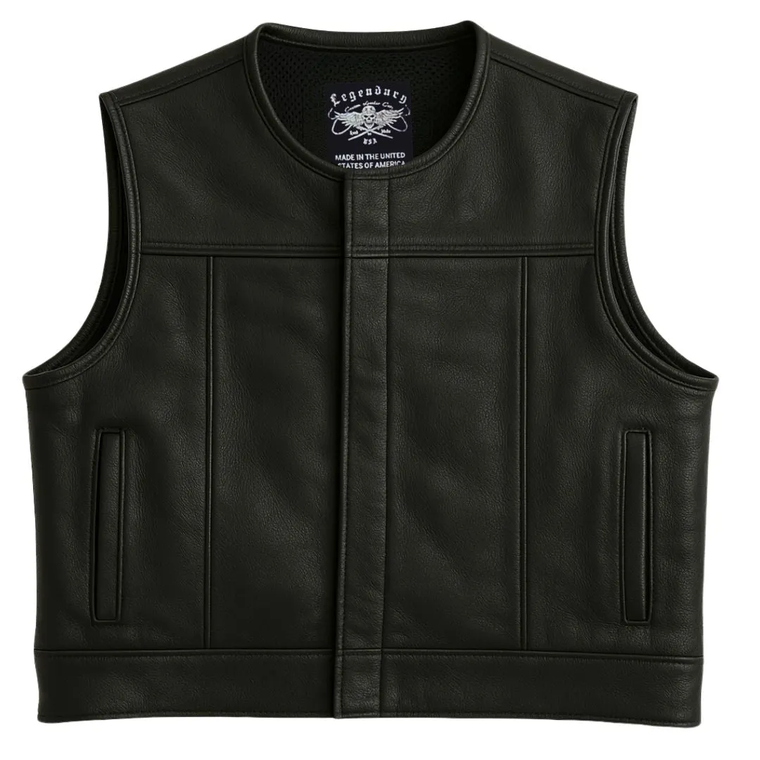 Legendärer 'Lowlife NCP' Schwarzer Cropped Passform Leder Club Style Motorrad-Weste
