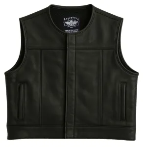Legendärer 'Lowlife NCP' Schwarzer Cropped Passform Leder Club Style Motorrad-Weste