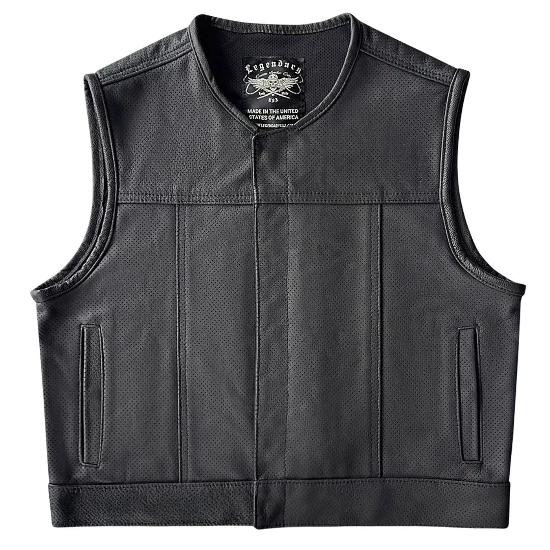 Legendärer 'Lowlife NCP Perforierter' Leder-Cropped-Passform-Clubstyle-Motorradweste