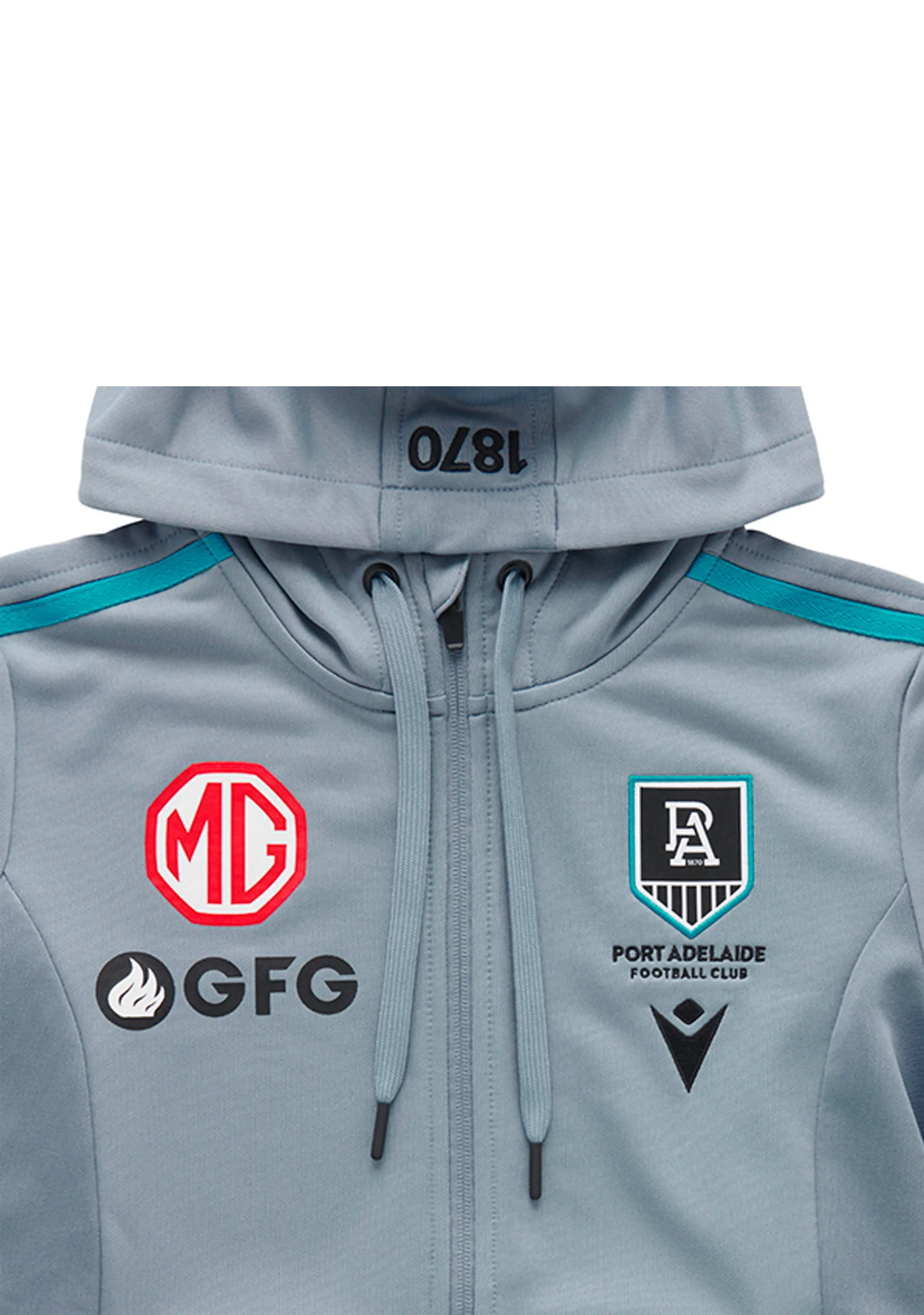 Macron Port Adelaide M21 Reise-Damen Kapuzenpullover mit Polydiag-Muster <BR> 58542846