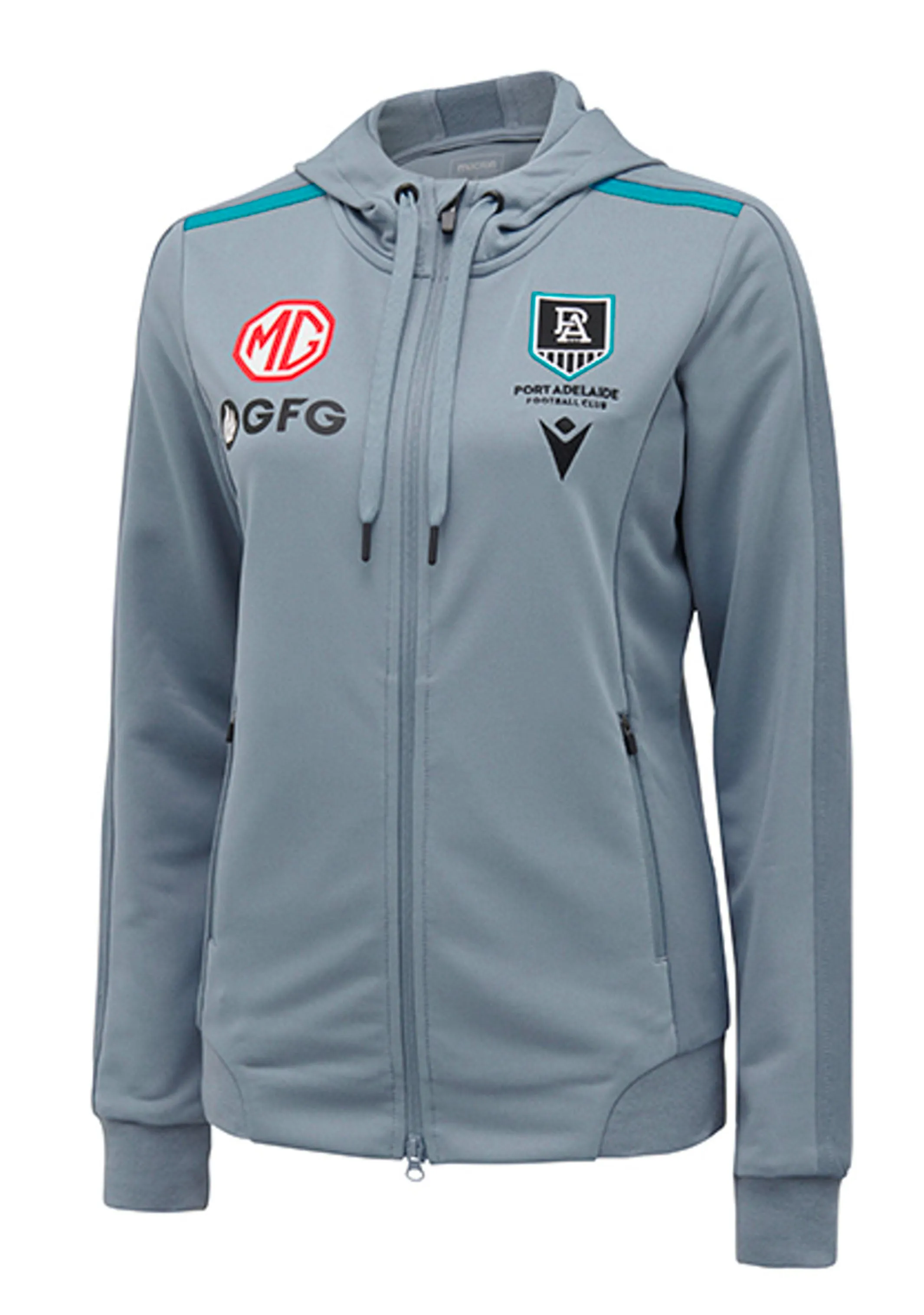 Macron Port Adelaide M21 Reise-Damen Kapuzenpullover mit Polydiag-Muster <BR> 58542846