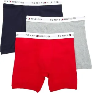 Herren 3er-Pack Baumwoll-Boxerbriefs in Marineblau/Rot/Grau