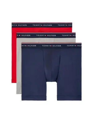 Herren 3er-Pack Mikrofaser-Boxershorts in Rot/Blau/Grau