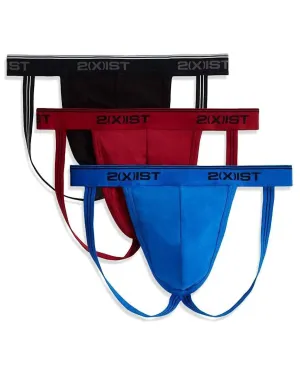 Herren 3er-Pack Stretch Core Jockstraps in Scotts Rot/Schwarz/Himmelsblau