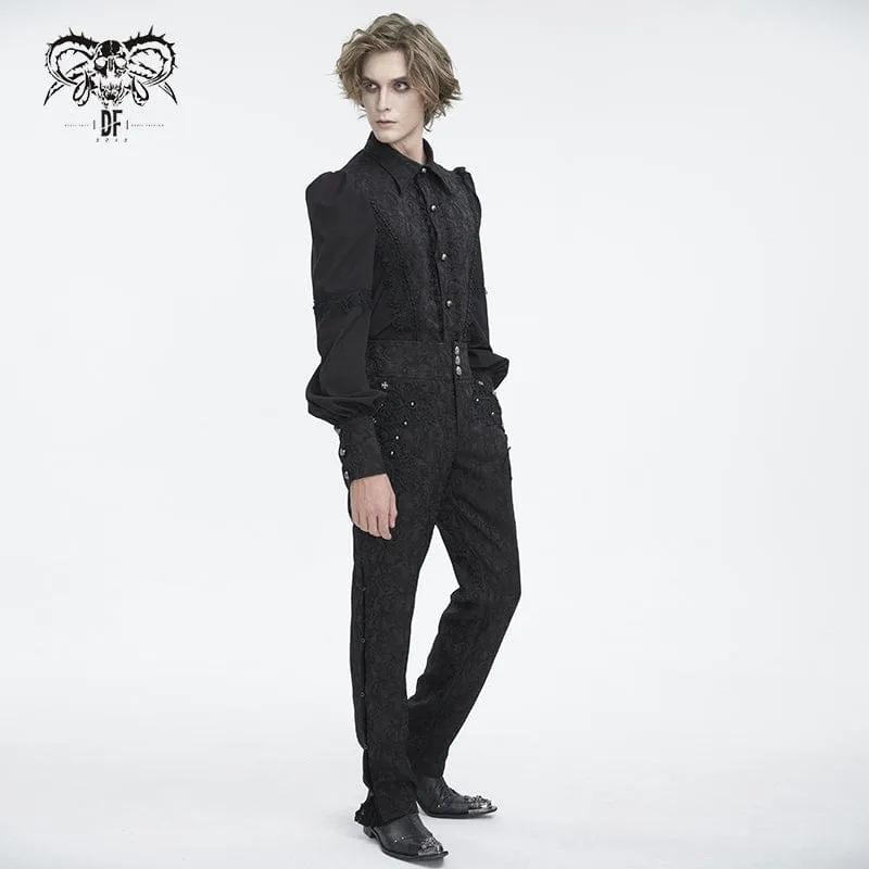 Herren-Gothic-Blumenbestickte Jacquard-Hose