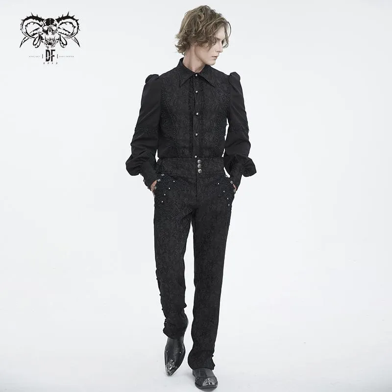 Herren-Gothic-Blumenbestickte Jacquard-Hose