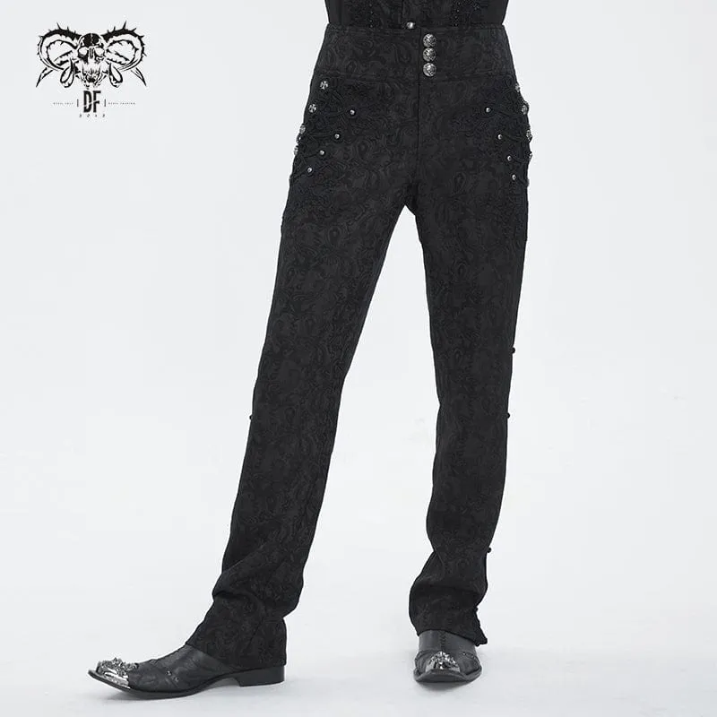 Herren-Gothic-Blumenbestickte Jacquard-Hose