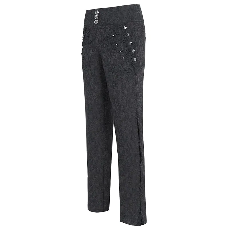 Herren-Gothic-Blumenbestickte Jacquard-Hose
