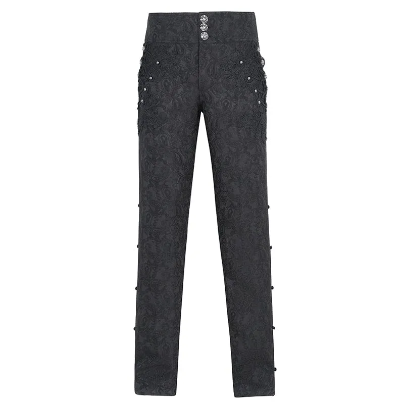 Herren-Gothic-Blumenbestickte Jacquard-Hose