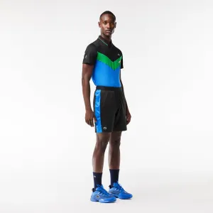 Herren Lacoste Tennis x Daniil Medvedev Regular Fit Shorts Schwarz / Blau Patagonia Kleidung