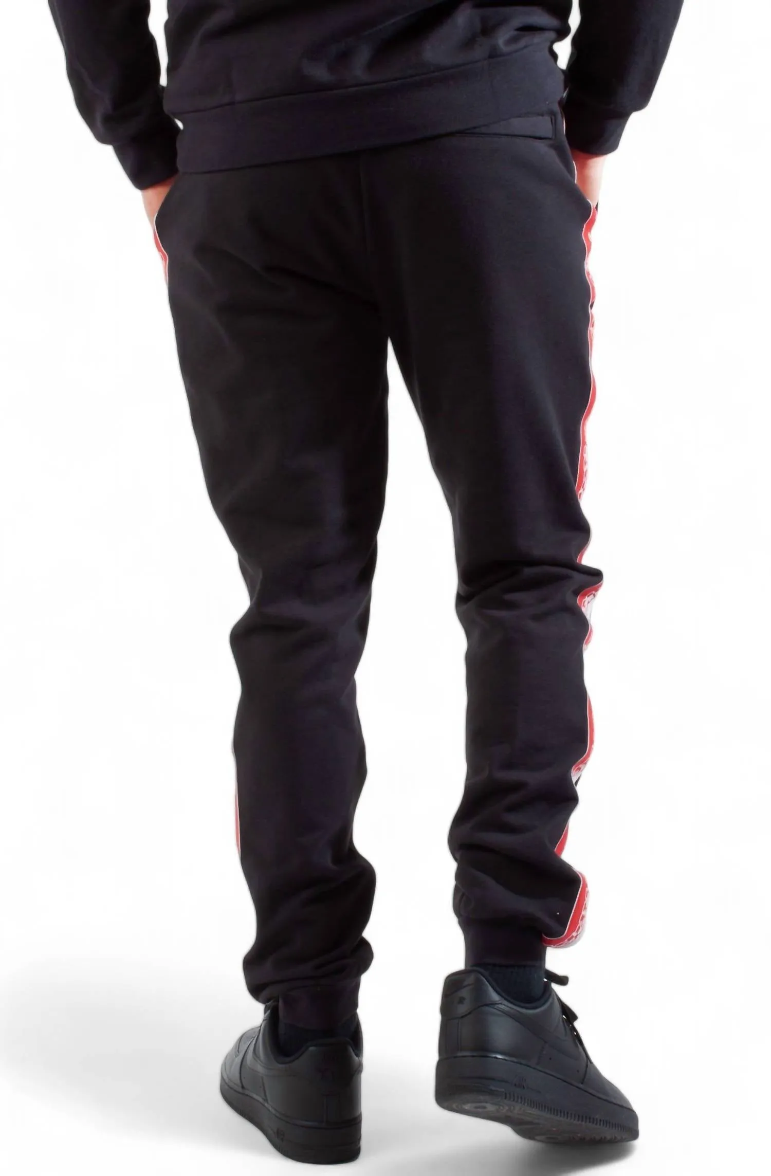 Herren Logo-Band Danira Jogginghose in Schwarz/Grau/Rot