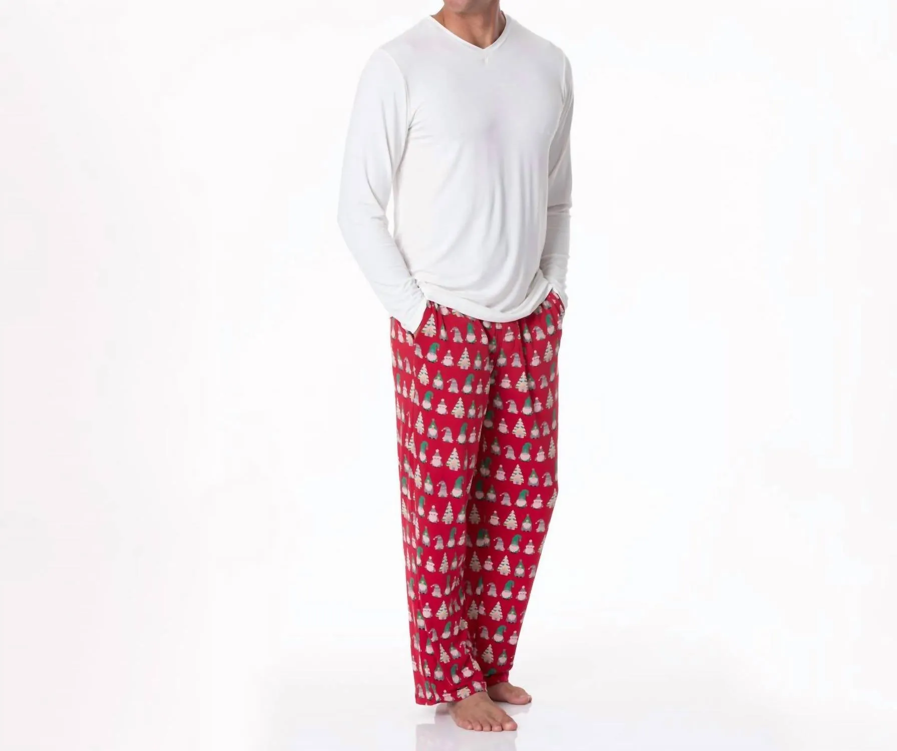 Herren-Pyjamahose mit Druck in Karmesinrote Gnome