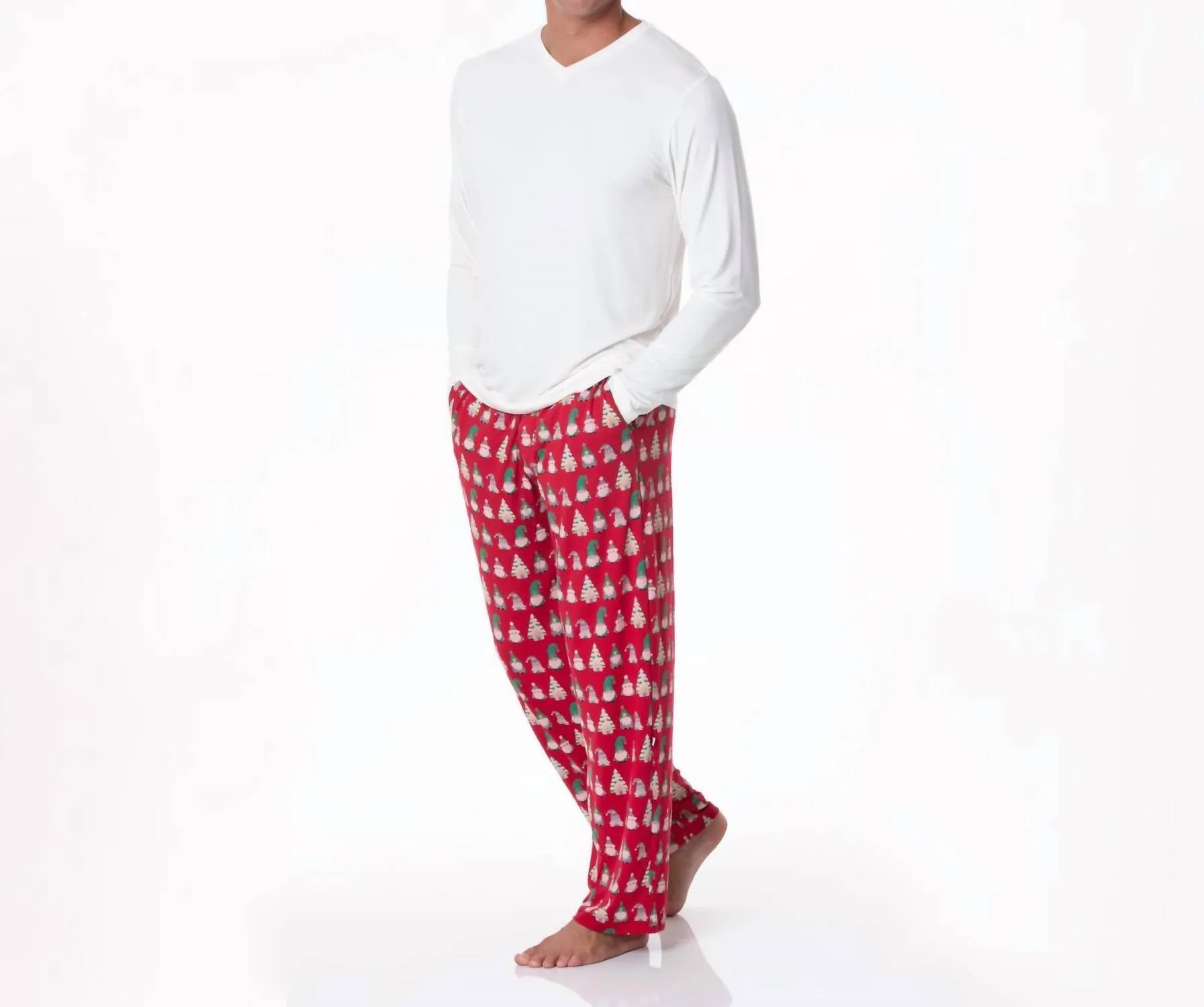 Herren-Pyjamahose mit Druck in Karmesinrote Gnome