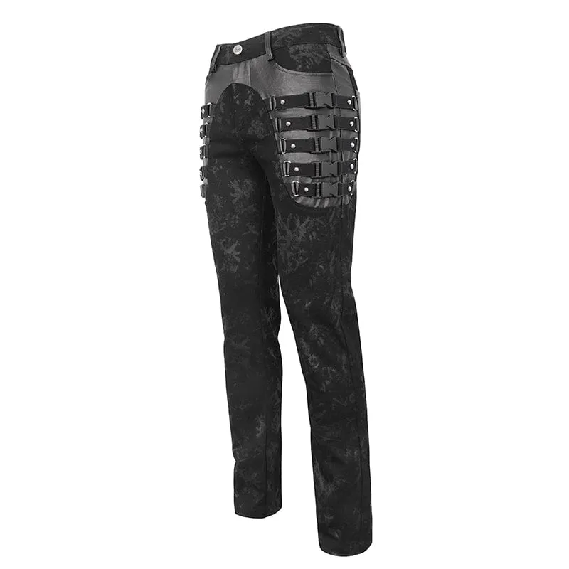 Herren-Punk-Hose mit Mehrfachverschlüssen und Used-Optik